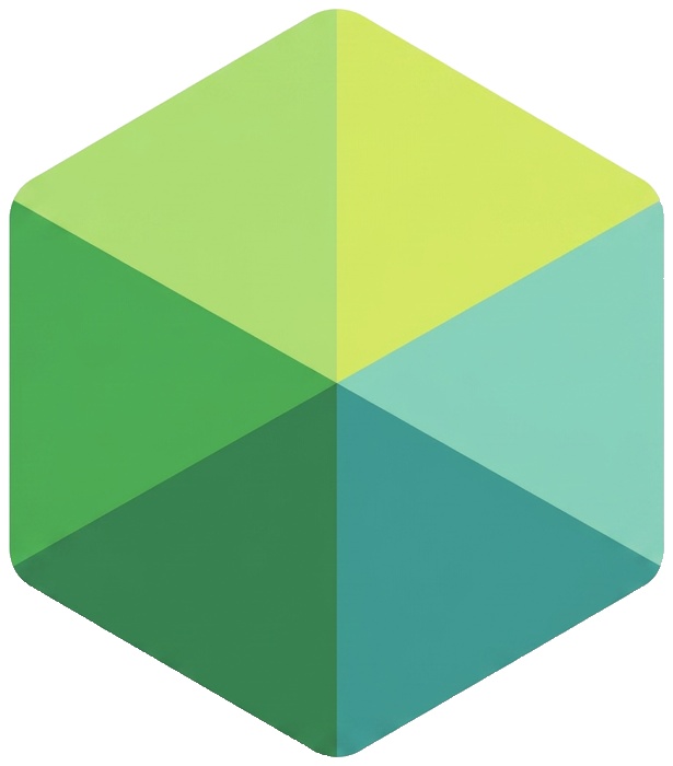 Symbole ALISA BANK vert, citron et turquoise sur fond blanc